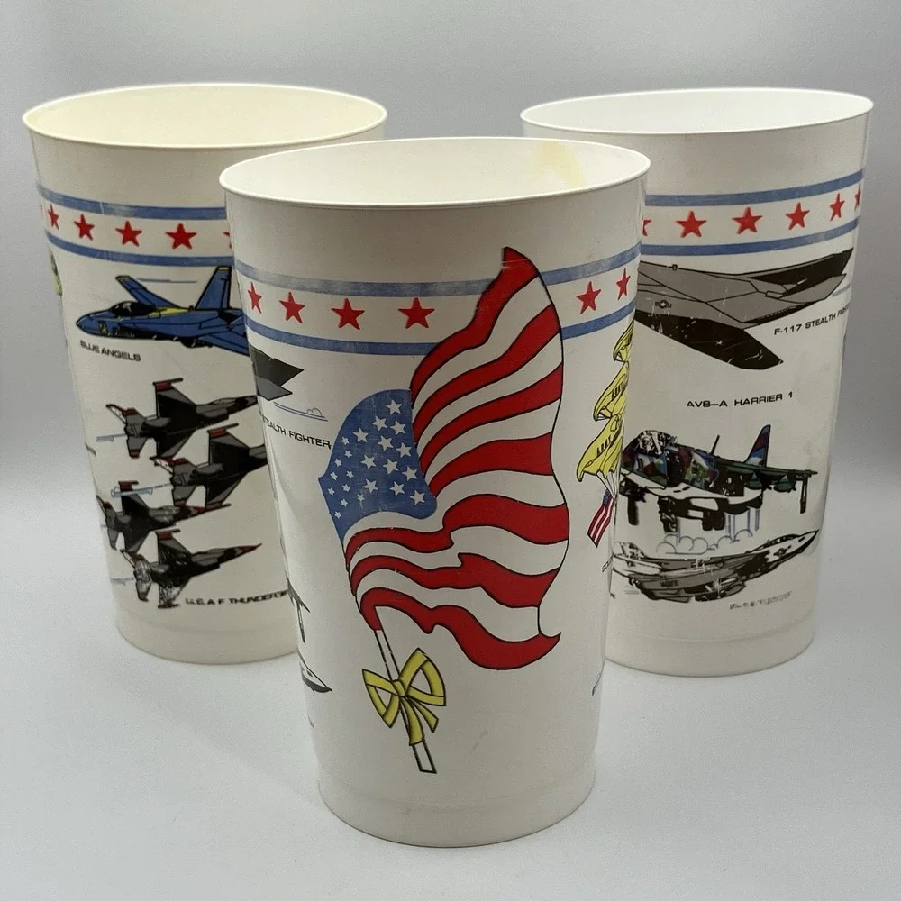 3 - Vintage US Air Show Souvenir Cups / Plastic /‎ USA The Collectibles / Canada